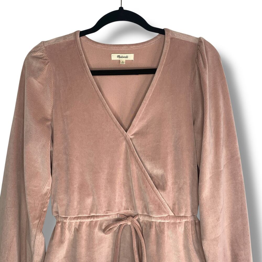 Madewell Corduroy Tie Front Faux Wrap Top Long Sleeve Size Medium Peplum